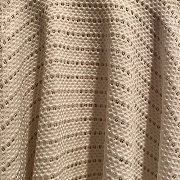 Alya White Wedding Perforated Texture A Line Mini Dress. Few Frayed Seams - Picture 5 of 9